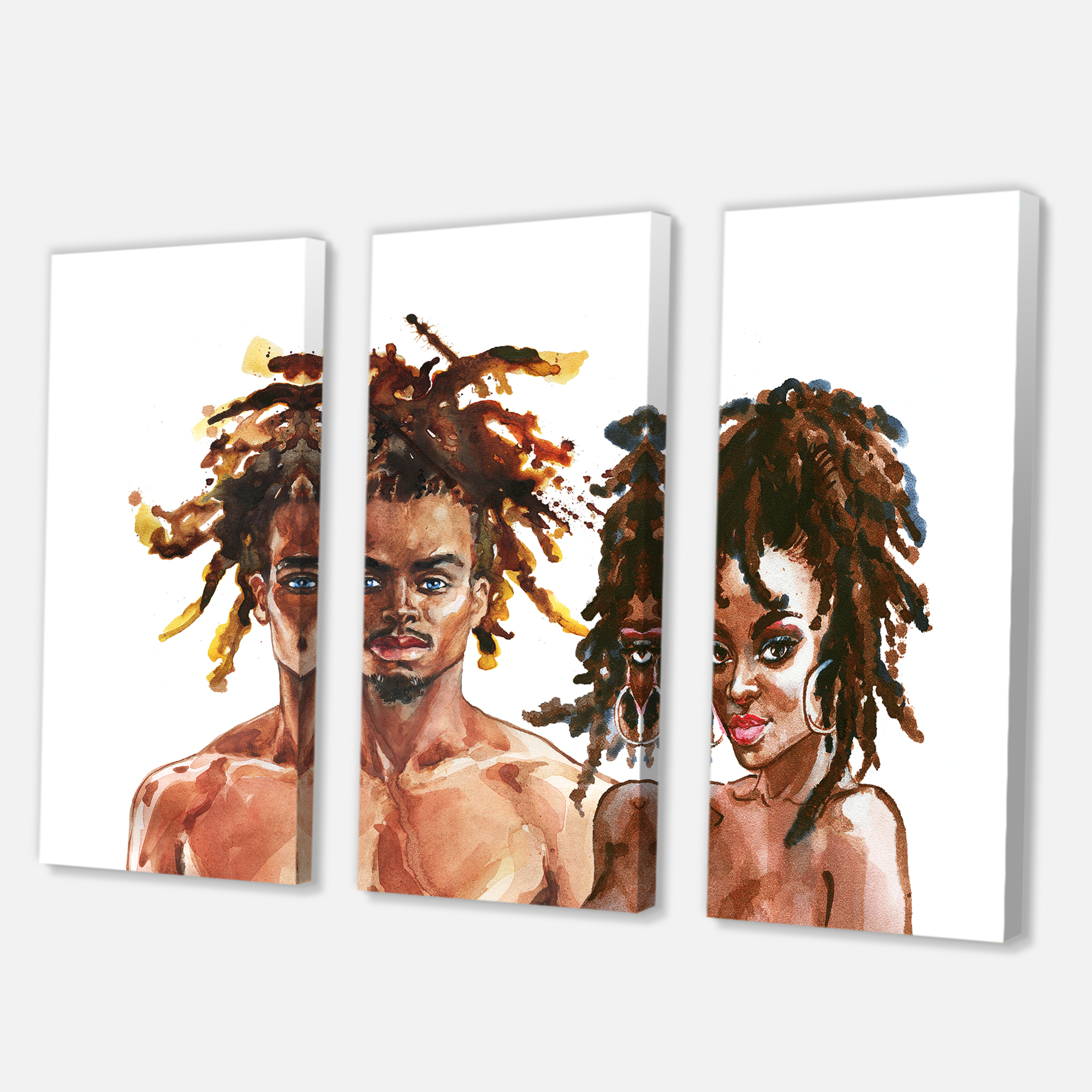 Designart ' Portrait of African American Couple ' Modern Canvas Wall Art Print