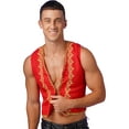 thumbnail image 3 of Zaldita Mens Victorian Steampunk Gothic Vest Suit V Neck Embroidery Tuxedo Waistcoat Red XL, 3 of 7