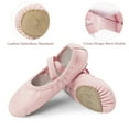 thumbnail image 3 of Stelle Girls Soft Leather Dance Shoes Split Sole Ballet Slippers for Kids Toddler Performance Yoga Shoes Ballerina Shoes Flats,Pink, 3 of 7