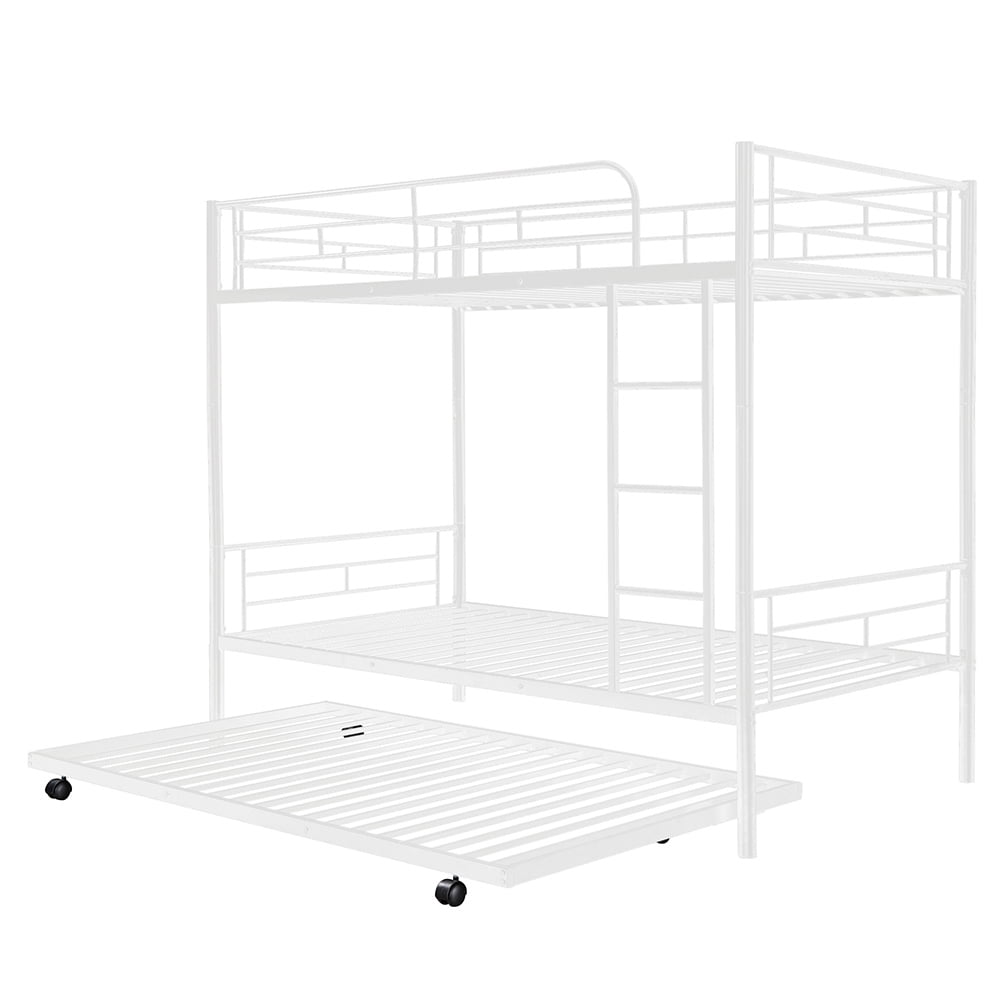Kepooman Bunk Bed Frame Twin Over Twin with Trundle, Can be Divided into Two Beds, White Kepooman Bunk Bed Frame Twin Over Twin with Trundle, Can be Divided into Two Beds, White