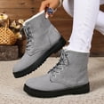 thumbnail image 4 of Winter Snow Boots for Women Anti-Skid Platform Lace up Casual Fuzzy Warm High Top Ankle Booties, 4 of 7