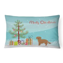 Small Greek Domestic Dog Kokoni Christmas Tree Canvas Fabric Decorative Pillow