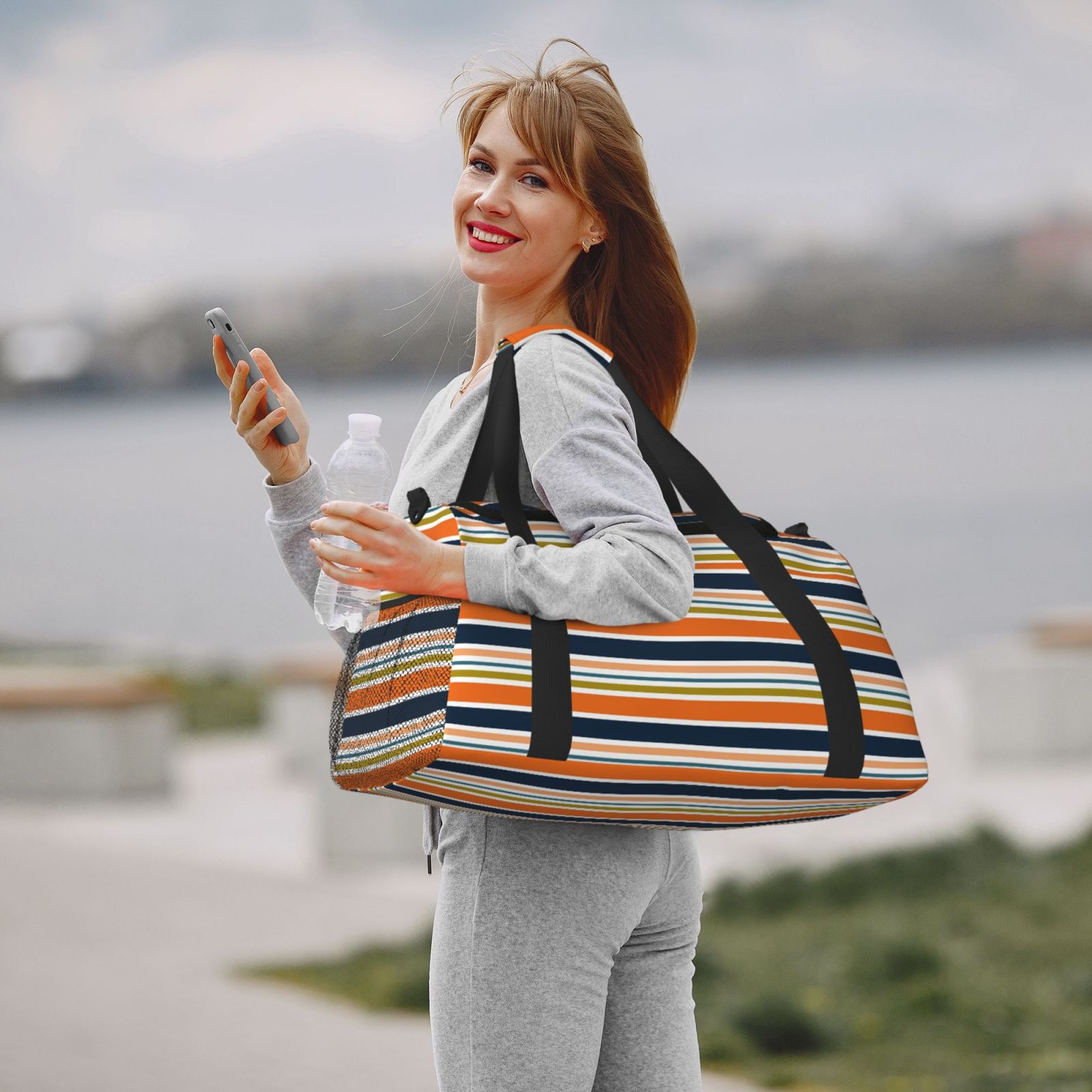 Fuzoiu Colorful Pastel Stripes Print Travel Duffle Bag,Carry On Tote Bags,Duffel Bag,Sport Gym Bag, Hospital Bag for Labor and Delivery, Overnight Bag,Luggage Bag