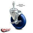 thumbnail image 2 of 5 Inch Solid Polyurethane Wheel Swivel 10mm Threaded Stem Caster with Brake, 2 of 2
