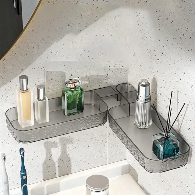 Bathroom Counter Corner Shelf Kitchen Wall Mounted Organizer No Drill Acrylic Hanging Rack Drainage Storage Holders For Bathroom Kitchen