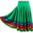thumbnail image 4 of Aislor Women's High Waist Colorful Stripe Hem Skirt Embroidered Ballroom Dance Folk Dancing Clothing Green 55cm 4XL, 4 of 7