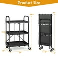 thumbnail image 3 of Costway Folding Collapsible Service Cart Heavy-Duty 3-Shelf Tool Cart with 4 Wheels, 3 of 10
