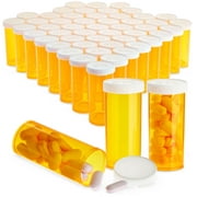 50 Pack Empty Pill Bottles with Caps for Prescription Medication, 8-Dram Plastic Medicine Containers (Orange)
