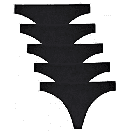 

JUSTUP Seamless Thongs for Women No Show Thong Underwear Women 5 Pack Black M
