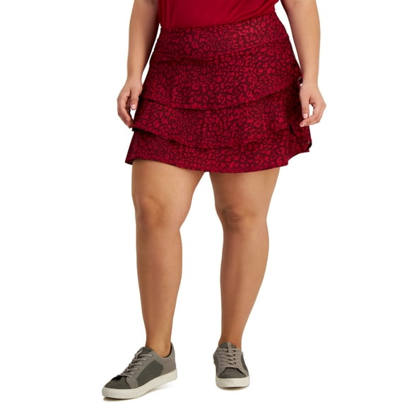 ID Ideology Plus Size Cheetah Print Active Skort Cheetah Berry 3X