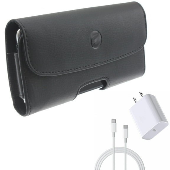 Case Belt Clip   18W Fast Home Charger for Motorola One 5G Ace Phone - Leather Holster Cover Pouch and  PD Type-C 6ft USB-C Cable Quick Power Combo for Motorola One 5G Ace