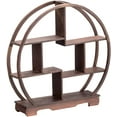 thumbnail image 3 of TJ Global 7 Compartment Traditional Chinese Rosewood Round Wooden Display Shelf/Organizer for Tea Pots, Crafts, Figurines, Memorabilia, and Miniatures - 11.5" x 11.5", 3 of 5