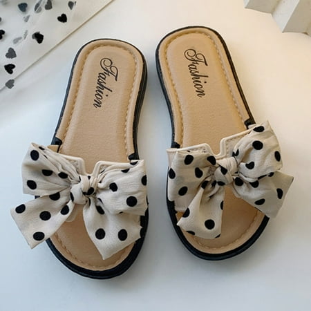 

PEASKJP Girl Sandals Girls Summer Soft Bottomed Flat Breathable Anti Slip Quick-Dry Sandals Slides Girls Dress Shoes Beige 10