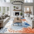thumbnail image 3 of Summer Ocean Large Area Rugs 5x8 ft Nautical Sea Watercolor Orange Blue Starfish Corals Washable Rug Non Slip Indoor Carpet Absorbent Floor Mat for Living Room Bedroom Dining Room, 3 of 9