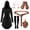 Black, variant on IROOZIGOTO Womens Medieval Renaissance Dress 7 Piece Costume Set Olive Green Hooded Long Sleeve Lace Up Asymmetric Hem with Faux Leather Accessories for Halloween Cosplay LARP Themed Party