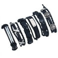 thumbnail image 4 of 6 Pcs LEATHER BRACELET CUFF BANGLE BLACK WRISTBAND MEN WOMEN SKULL, 4 of 4