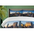 thumbnail image 3 of Ambesonne City Duvet Cover Sets, Tranquil Morning Sunrise, 2-King, Blue Marigold Dark Green, 3 of 6