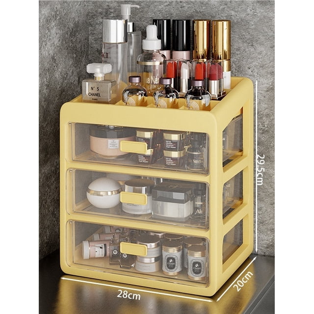 Caja de almacenamiento for productos de cuidado de la piel y cosméticos, tipo cajón, for dormitorio universitario, escritorio, gran capacidad, a prueba de polvo.