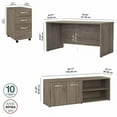 thumbnail image 4 of Pemberly Row 60W Desk with Storage and Drawers in Hickory - Engineered Wood, 4 of 6