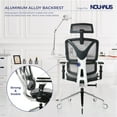 thumbnail image 5 of Nouhaus ErgoPRO Ergonomic Office Chair, Gaming Chair with Adjustable Arm Rests, Lumbar Support, Headrest and Blade Wheels; Aluminum Rims, Mesh Desk Chair, Executive Swivel Chair (Silver), 5 of 7