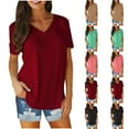 thumbnail image 7 of Lovskoo Summer Tops for Women 2024 T Shirts Short Sleeve V Neck Tees Trendy Lightweight Soft Casual Tee T-Shirt Pink XL, 7 of 7