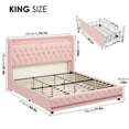 thumbnail image 7 of Homfa King Size LED Bed Frame with 4 Storage Drawers, Modern Wingback Crystal Button Tufted Upholstered Platform Bed Frame with Outlets and USB Ports & Display Platform, Pink, 7 of 7
