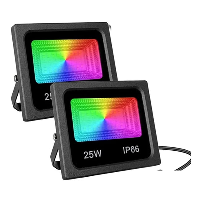 2 PCS Waterproof 15W 25W Smart LED Flood Light RGB APP Control LED Floodlights Garden Party Landscape Stage Lighting ,Easy to Use