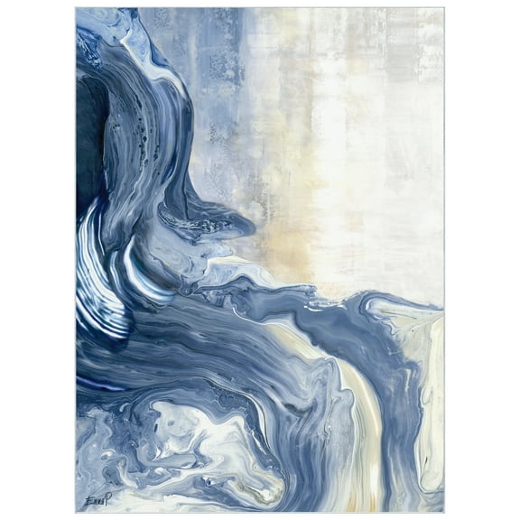 Blue Vulcanic Explosion Washable Abstract Art Area Rug size 8'x10', Power-loomed, Heavenly Softness with Non-Slipping Backing