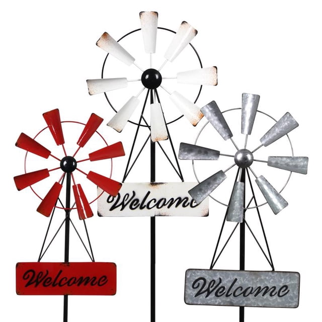 Estaca para molino de viento Exhart Welcome, metal multicolor, 1,02 m de altura