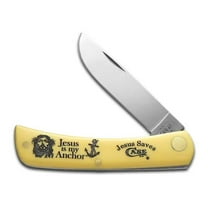Case XX Knives Sod Buster Jr Jesus is my Anchor Yellow Synthetic Pocket Knife