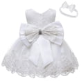 thumbnail image 1 of Vestido LZH para Niña Pequeña Princesa con Flor y Lazo Grande Blanco 6M, 1 of 8