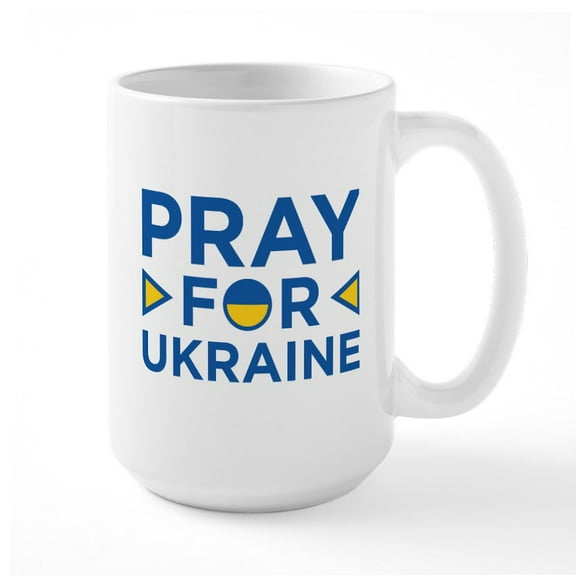CafePress - Pray For Ukraine Large Mug - 15 oz Ceramic Large White Novelty Mug