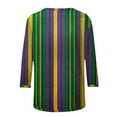 thumbnail image 5 of Gamivast Womens Mardi Gras Sweatshirts Striped 3/4 Sleeve Funny Graphic Pullover Fitted Crewneck Tunic Casual Tops Holiday Carnival Party Outfits 2026, 5 of 6