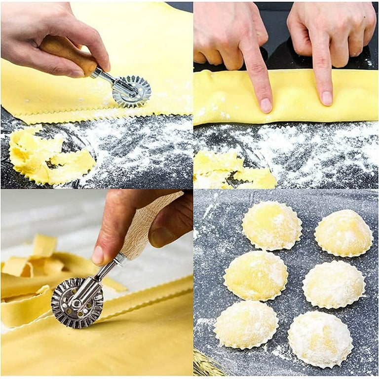 Pastry Ravioli Wheel Cutter, Stainless Steel Double Roller Pizza Slicer  Wheel Cutters, Pastry Pasta Pie Crusts Cookies Crimper Cutter Dough Pizza