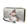 thumbnail image 2 of Jeiento Xmas Wristlet Wallet for Women Christmas RFID Blocking Credit Card Holder for Women Cute Snowman Slim Thin Leather Ladies Purse Clutch Card Holder Wallets with Card Slots Gifts for Her, 2 of 7