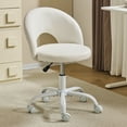 thumbnail image 6 of Zimtown Swivel Makeup Chair Accent Chair with Wheels, Comfy Linen Fabric Office Chair for Bedroom,  White, 6 of 9