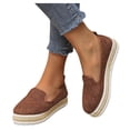 thumbnail image 2 of Aayomet Casual Dress Shoes for Women Wide Width Casual Shallow Solid Mouth Single Fashion Shoes Platform Shoes Women's Color,Brown 8.5, 2 of 5