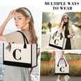 thumbnail image 4 of XUEYU Personalized Initial Tote Bag, Large Capacity Canvas Beach Bag for Women, Valentine's Day Gifts & Personalized Birthday Gift Initial Tote Bag w/ Comfortable Handle for Wife Mom Teacher Friend, 4 of 6