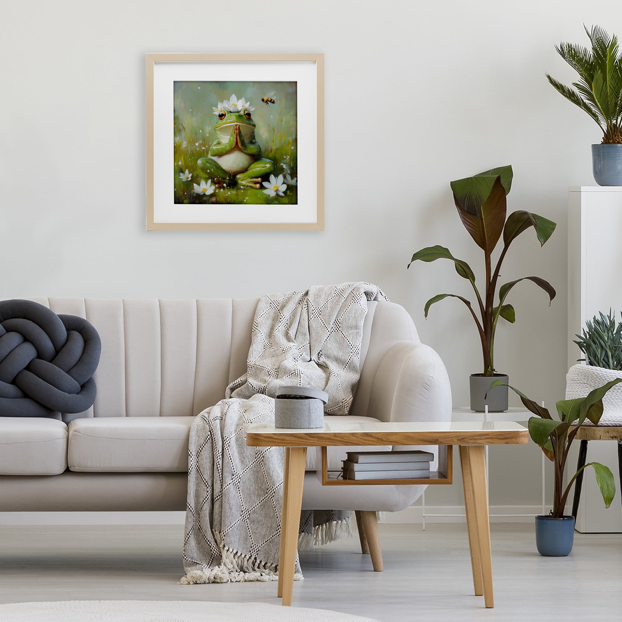 Stupell Industries Buddha Bullfrog Meditation Birch Framed Print Under Glass, design by Tina LeCour