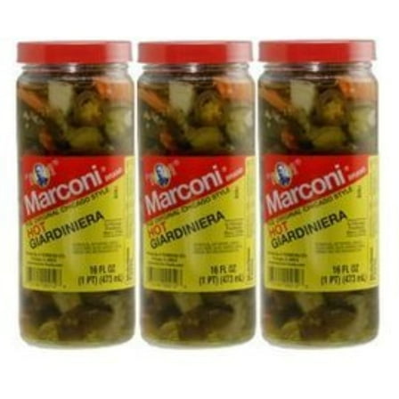 Marconi - The Original Chicago Style Hot Giardiniera - 16 Fl Oz (Pack Of 3)