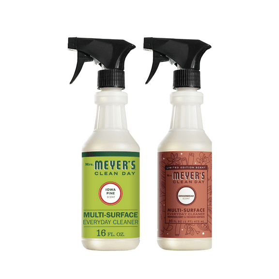 Mrs. Meyer’s Clean Day Multi-Surface Cleaner 2 Pack Variety, Iowa Pine 16 fl oz, Gingerbread 16 fl oz, 1 ct