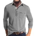 thumbnail image 1 of Men's Spring And Autumn Solid Color T-shirt Lapel 3 Button Open Placket Button Long Sleeved TopM, 1 of 5