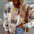 thumbnail image 3 of Chaqueta cálida y a la moda con estampado color bloqueado, chaqueta de algodón holgada y fina, top para mujer, 3 of 4