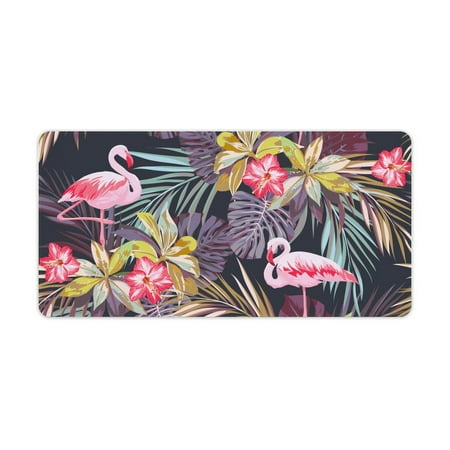 SKYSONIC Extended Large Gaming Mouse Pad Tropical Summer Pattern Flamingo Laptop Computer Keyboard Mouse Mat Non-Slip Rubber Desk Pad for Home Office 11.8×23.6 Inch