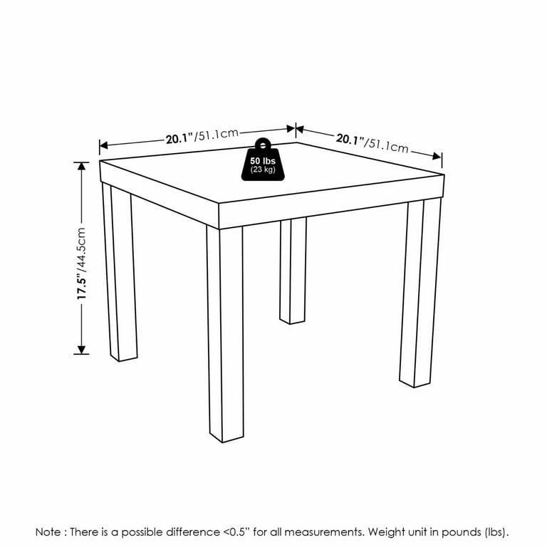 Furinno Classic Homey Square Side Table Set of 2 Black Walmart