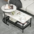 thumbnail image 2 of Amijoy a Coffee Table Set Of 2, Detachable Rectangular Table And Round Table Set, Artificial Marble Tabletop, Metal Frame, Black And White Color, 2 of 7