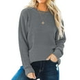 thumbnail image 2 of Lovskoo Sweaters for Women Round Neck Knitwear Elegant 3/4 Sleeve Comfort Shirt Gray, 2 of 6