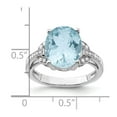 thumbnail image 5 of 925 Sterling Silver Light Swiss Blue Topaz and Diamond Ring Size 8 2mm Wide Ring for Women, 5 of 6