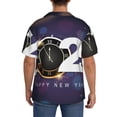 thumbnail image 3 of Fotbe 2025 Happy New Year 4 Camisa Estampada de Manga Corta para Hombre, Casual de Verano, Estilo Playero, Sin Arrugas-Small, 3 of 5