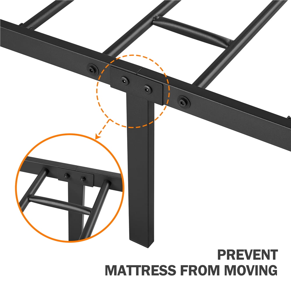 Topeakmart Twin Metal Bed Frame with Crisscross Headboard & Footboard, White